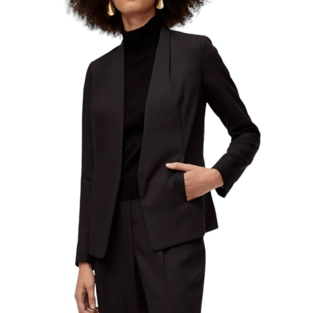 Aritzia Babaton Keith Jacket Collarless Tailored Blazer Open-Front Black 2